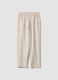 Pantaloni beige con vita elastica in cotone elasticizzato regular fit_0