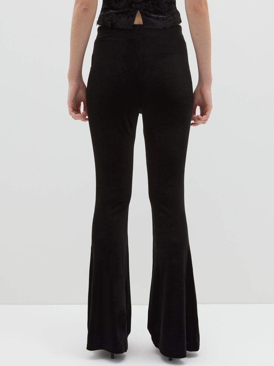 Black stretchy flare trousers_2