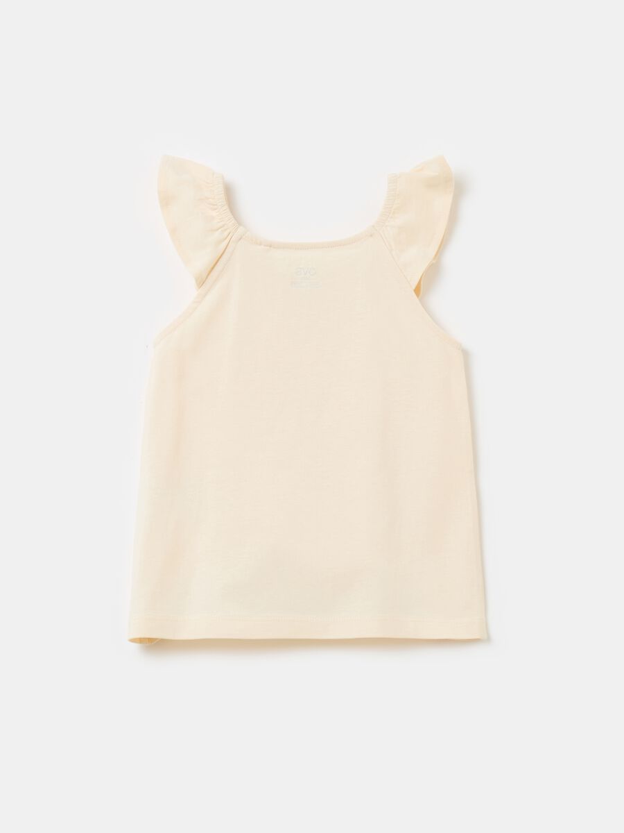 Cotton tank top with frills and print_2