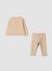 Beige pure cotton set with teddy bear print_1