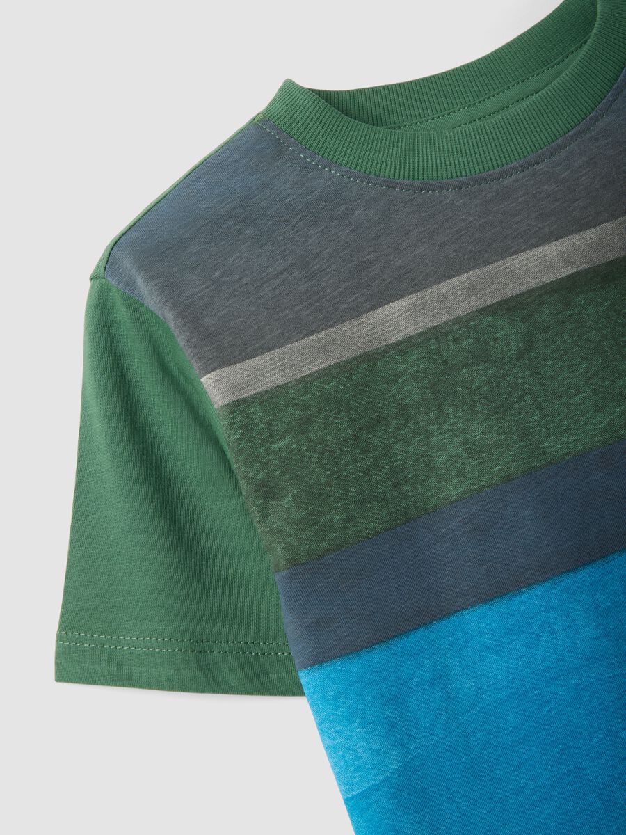 Multicolour striped pure cotton regular fit t-shirt for kids_2