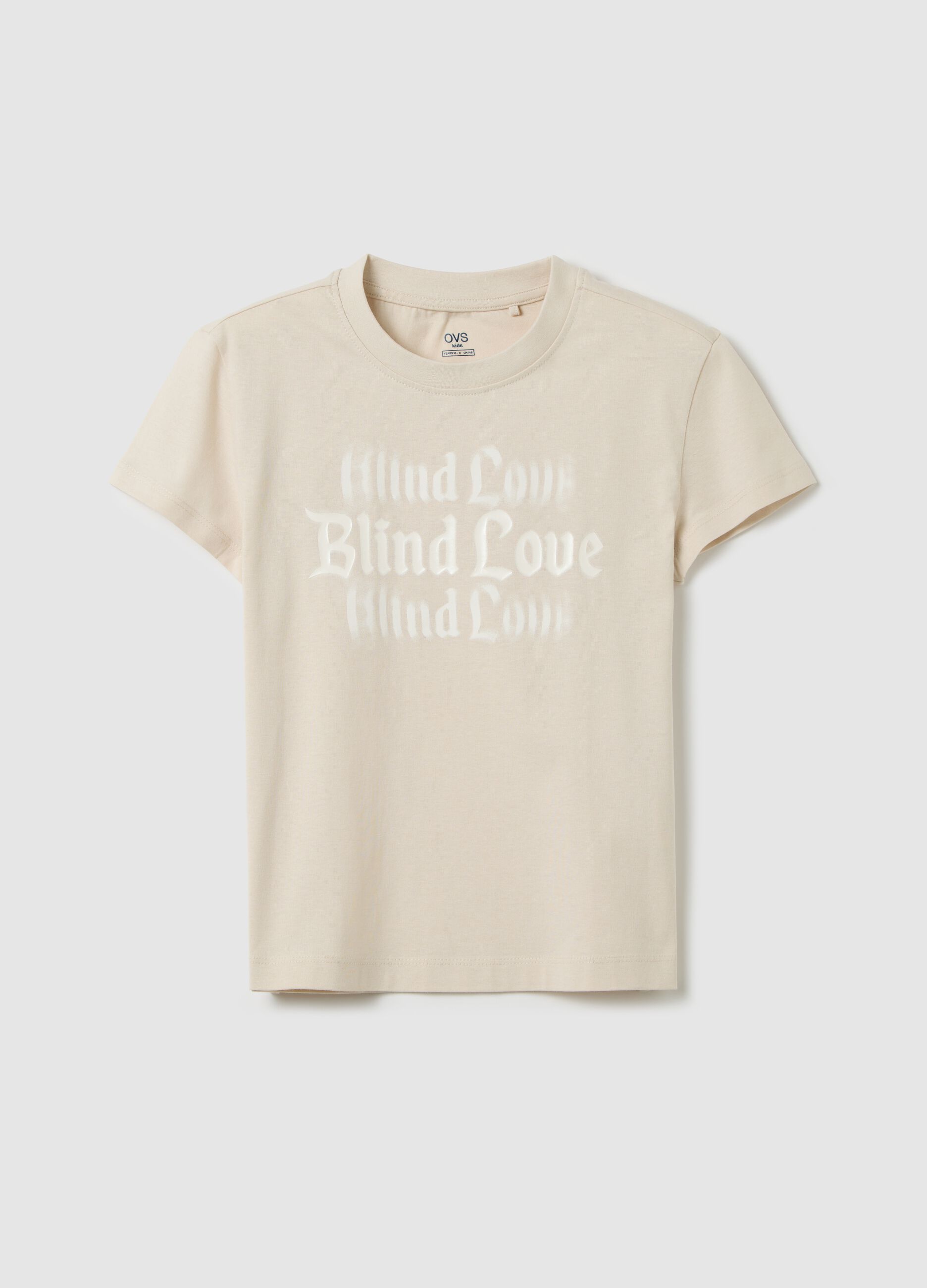 White cotton T-shirt with lettering print