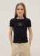 Fitted black cotton blend T-shirt for girls with phrase_0