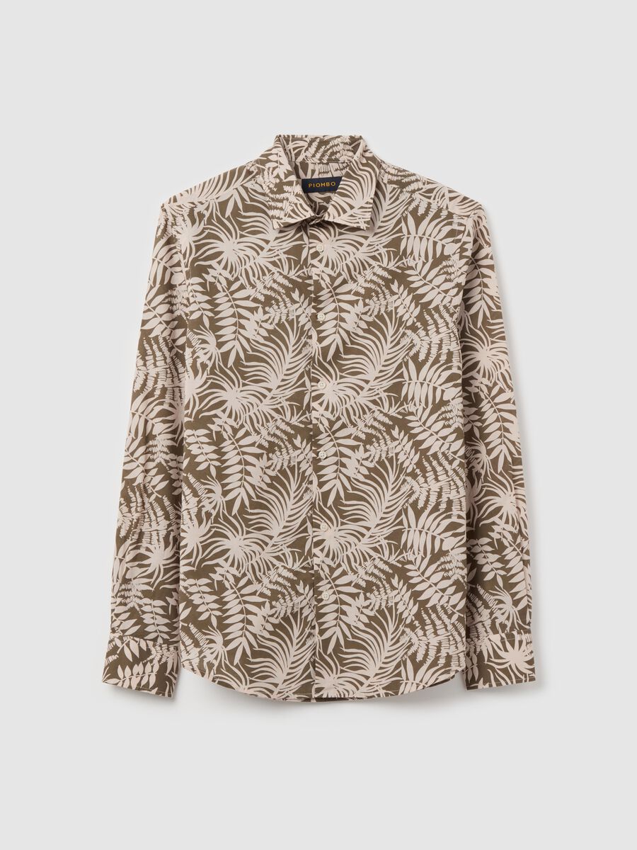 Cotton shirt with foliage print_4