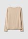 Beige crew neck long sleeve regular fit top_4