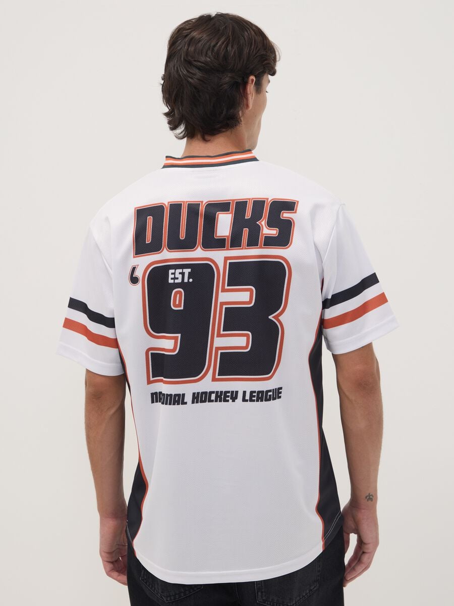 White sports T-shirt with Anaheim Ducks print_3