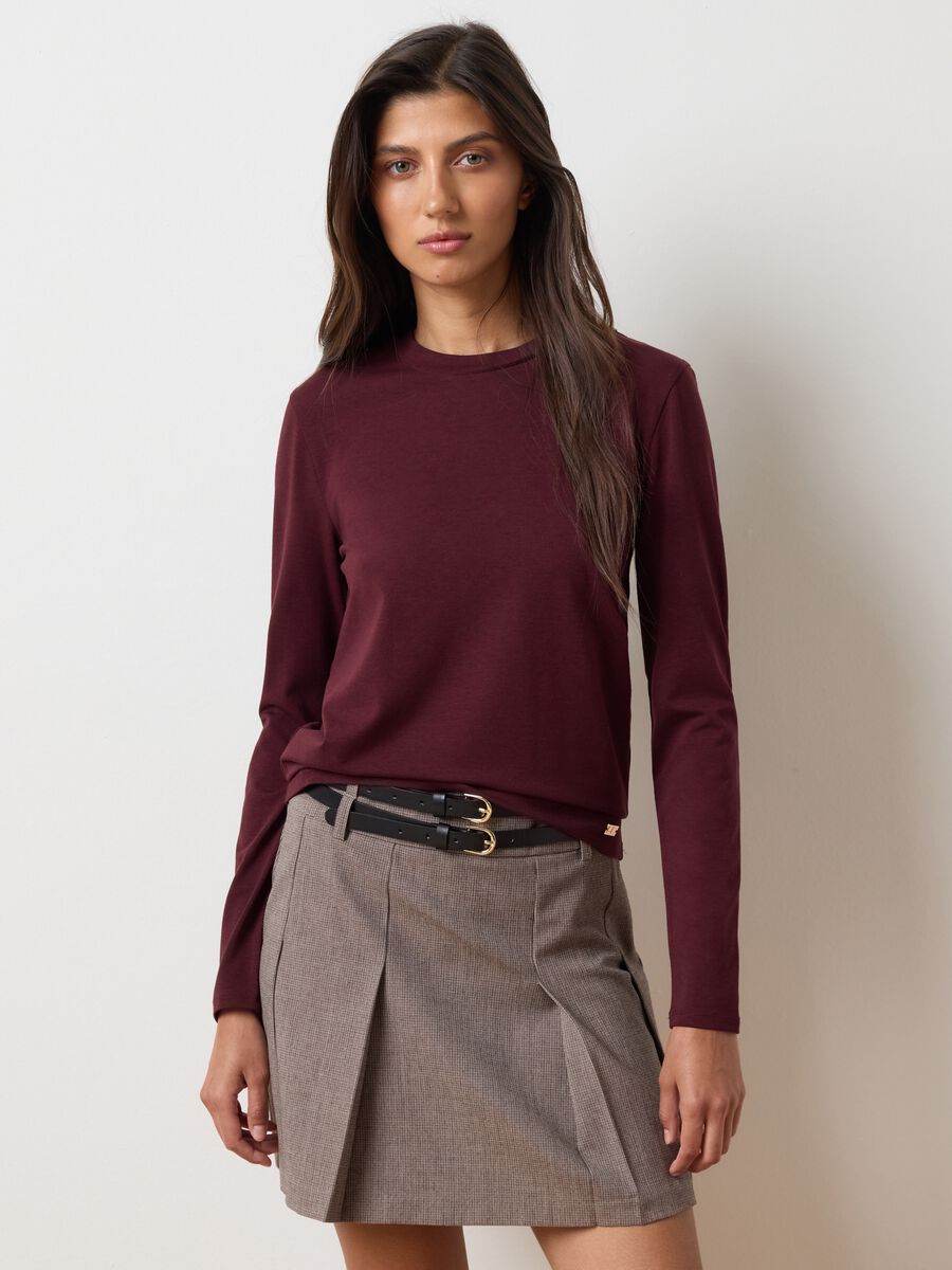 Brown stretchy cotton blend sweater regular fit_1