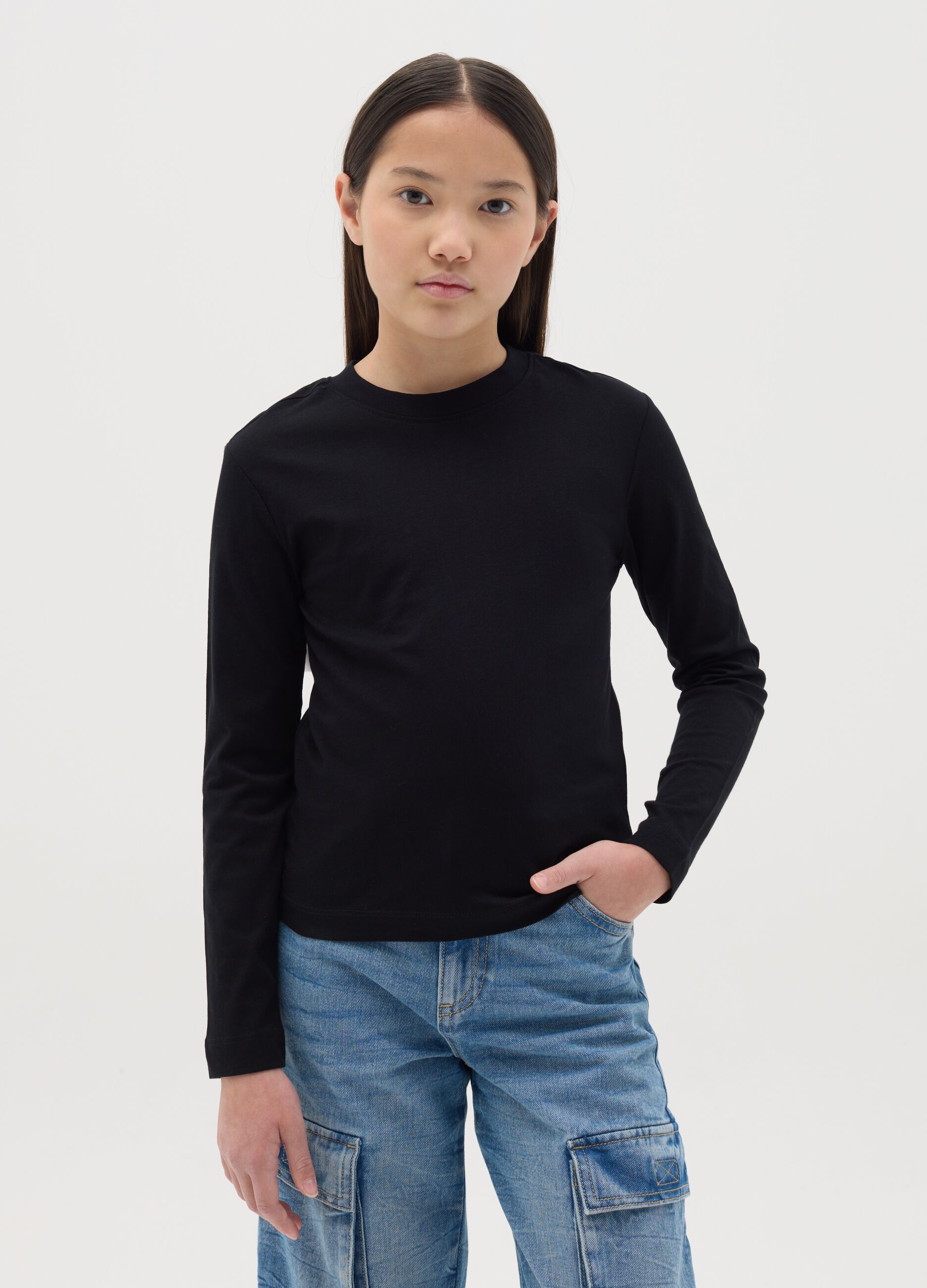 T-shirt a maniche lunghe in cotone