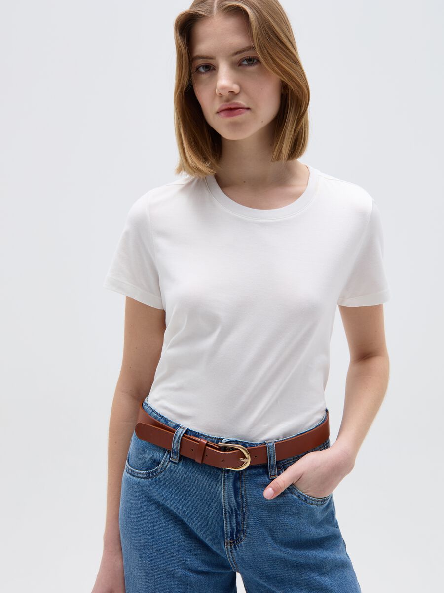 Women’s T-shirt in white 100% cotton with regular fit_2