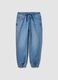 Jeans jogger denim blu in misto cotone e viscosa per ragazzo_0