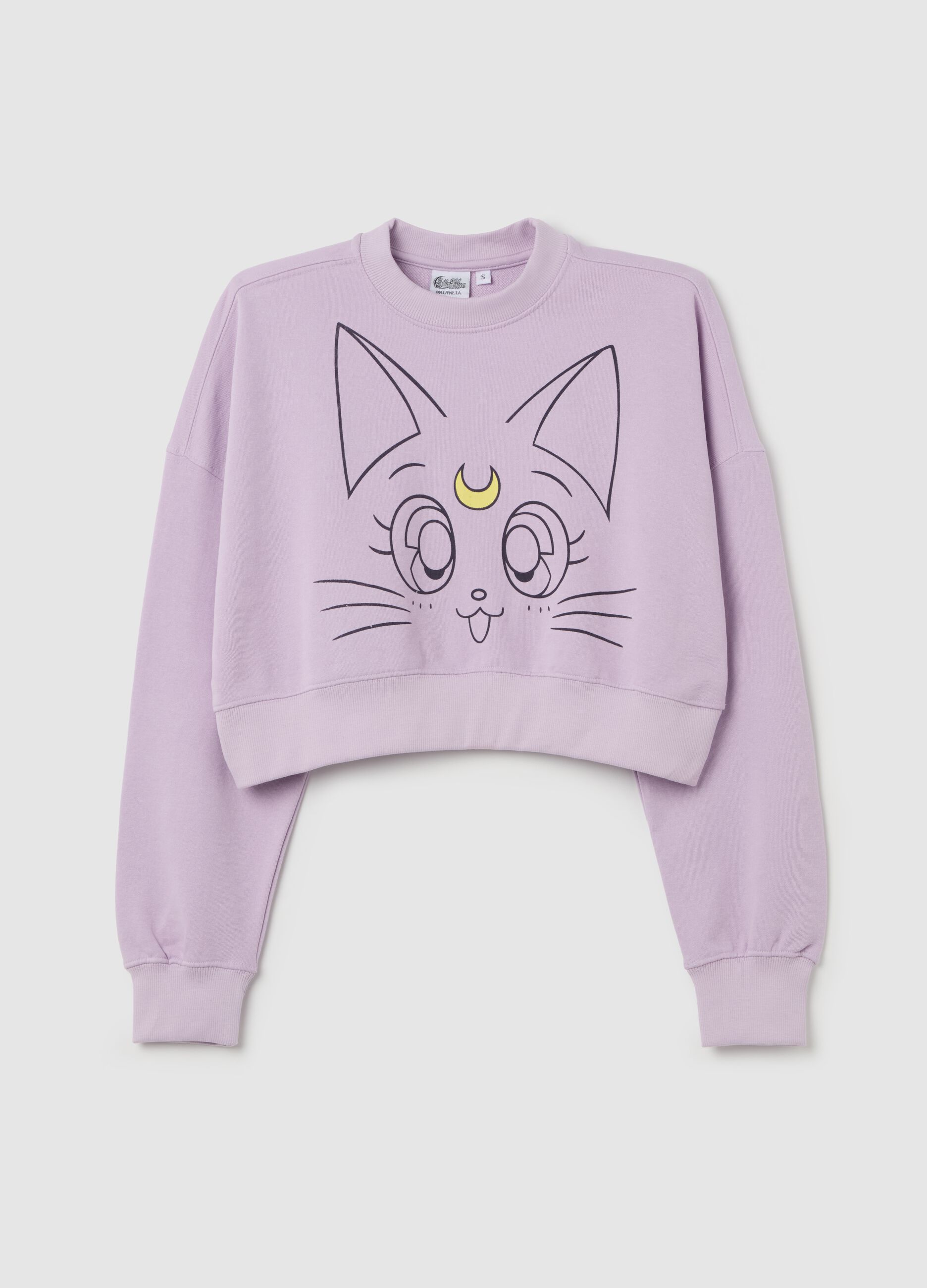 Lilac cropped sweatshirt with Luna print