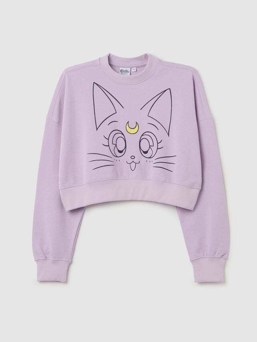Lilac cropped sweatshirt with Luna print_4