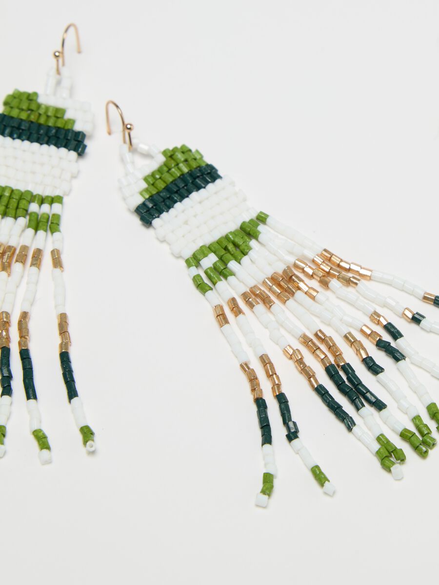 Pendant earrings with beads and fringing_2