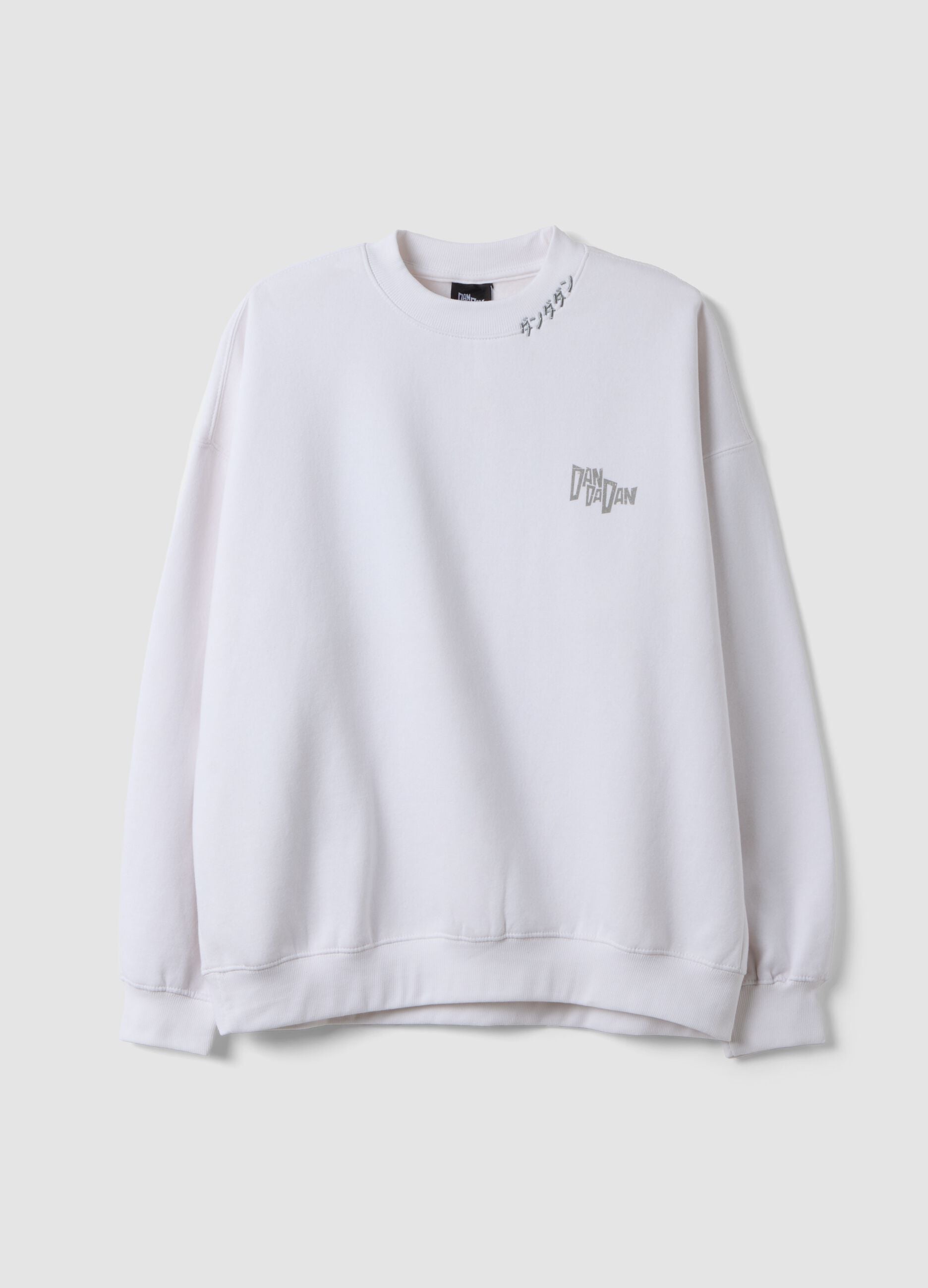 White cotton-blend sweatshirt with Dan Dan back print