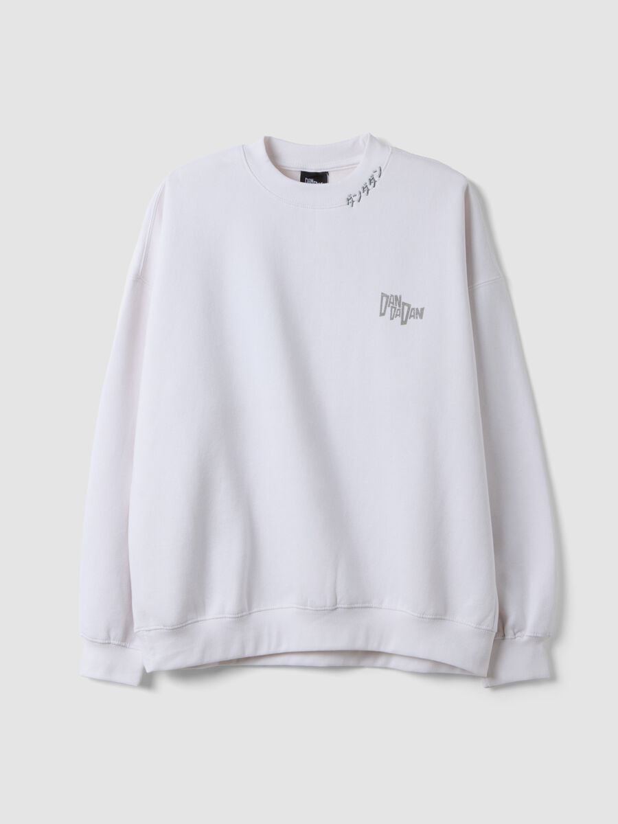 White cotton-blend sweatshirt with Dan Dan back print_0