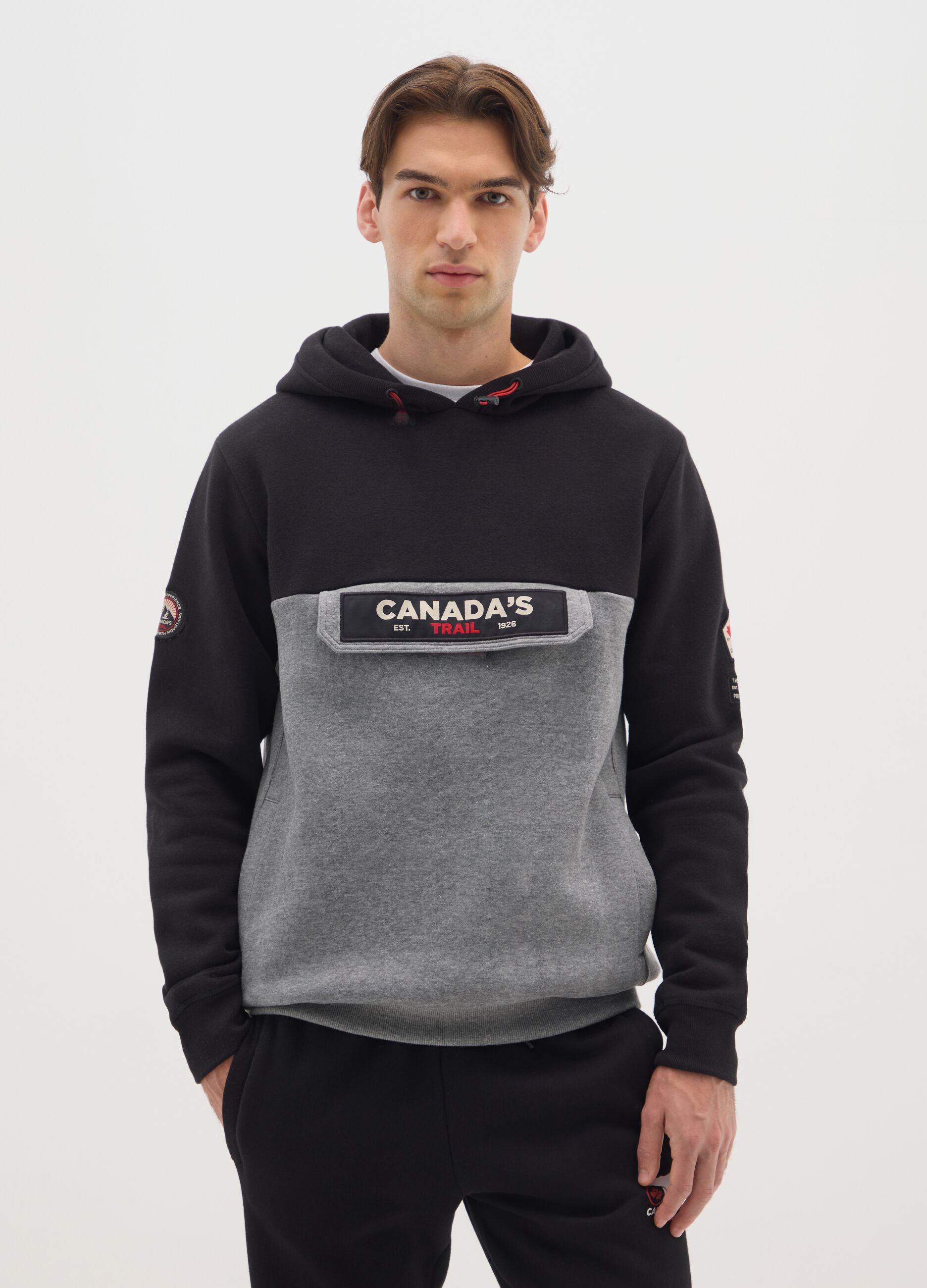 Multicolour hoodie with front pocket in cotton blend