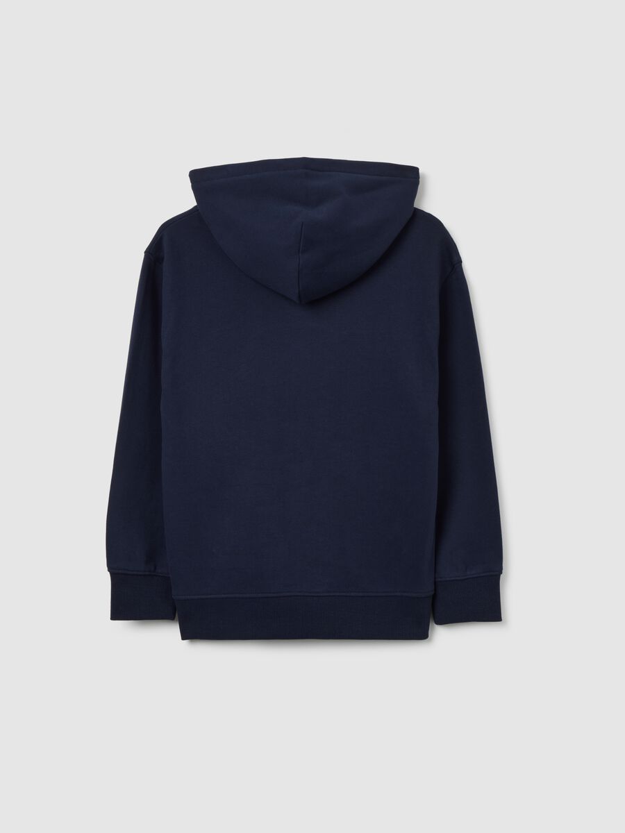 Felpa blu da bambino in puro cotone vestibilità oversize con zip_1