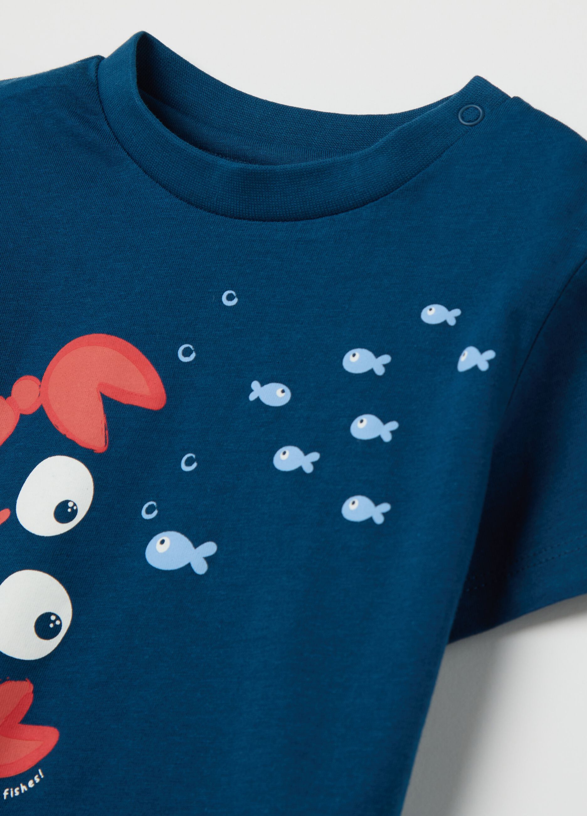 Blue and light blue pyjamas in cotton with sea motif print
