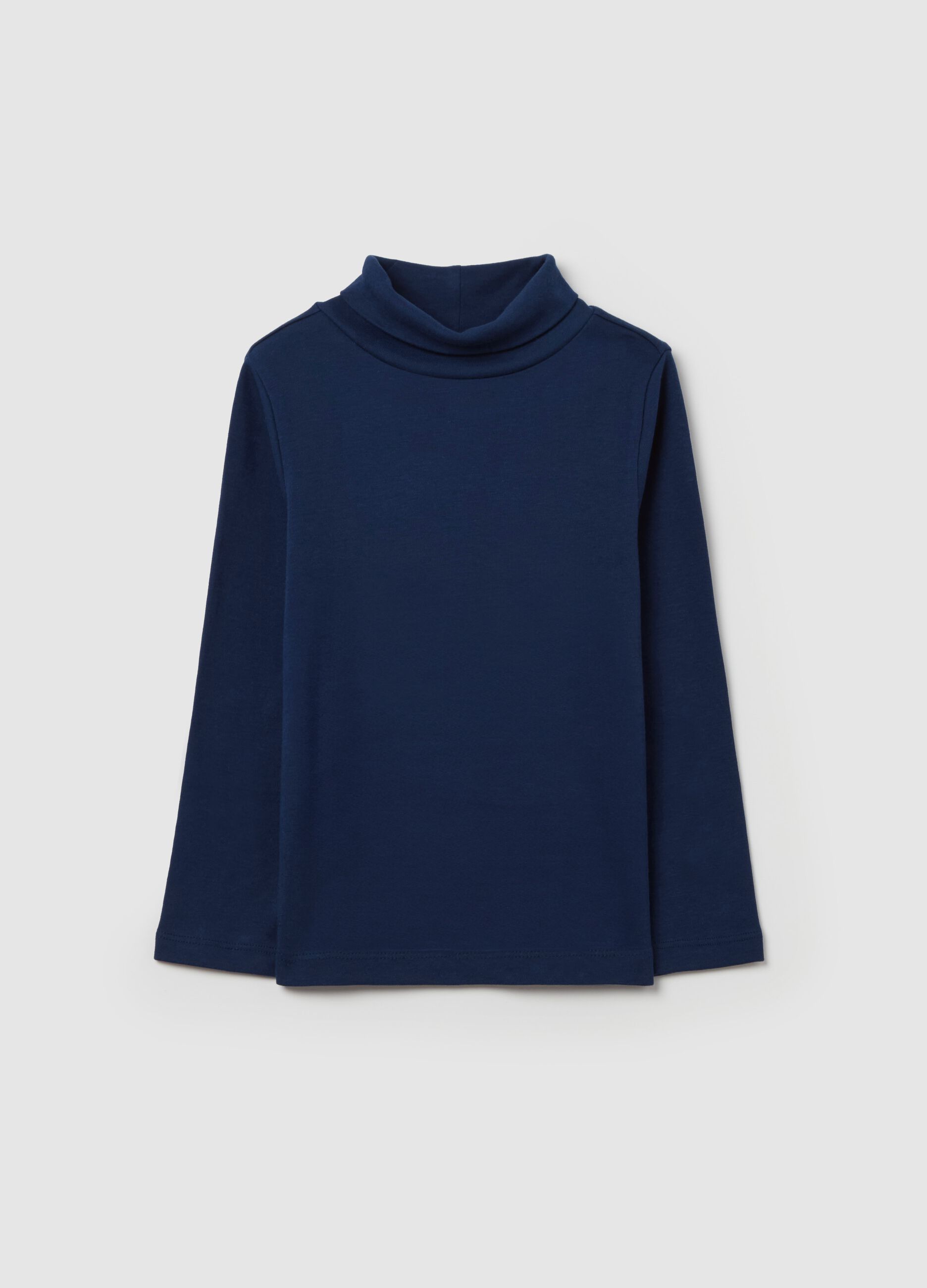 Cotton T-shirt with high neck
