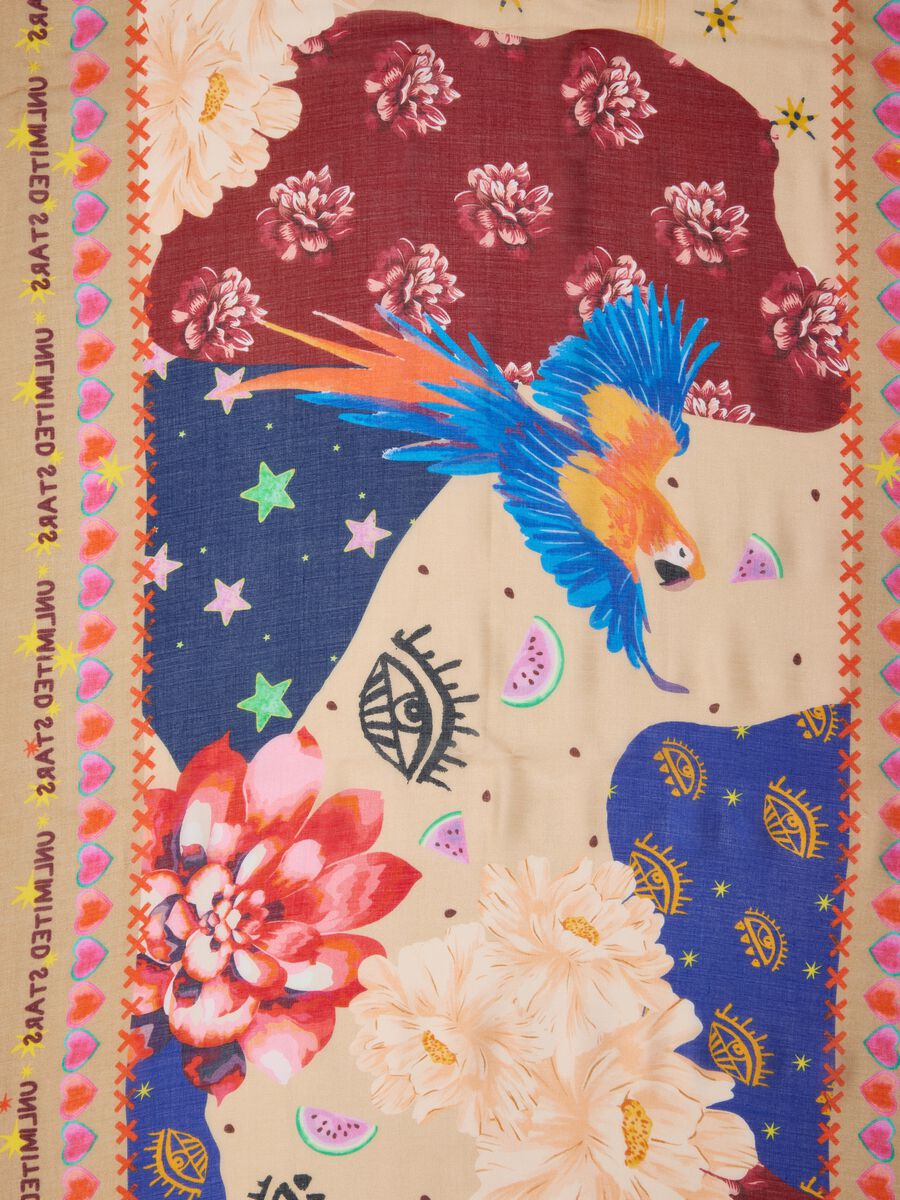 Multicoloured pure viscose patterned scarf_1