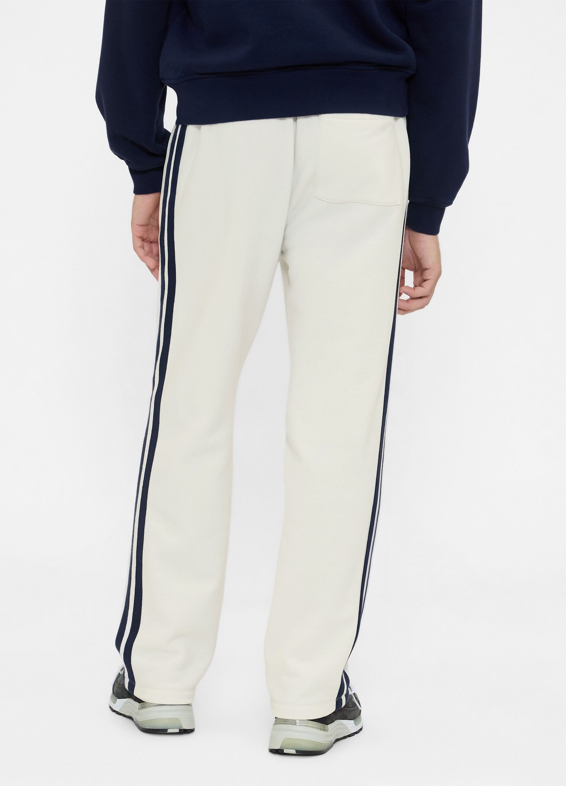 Men's White Trousers in Cotton and Polyester Blend
