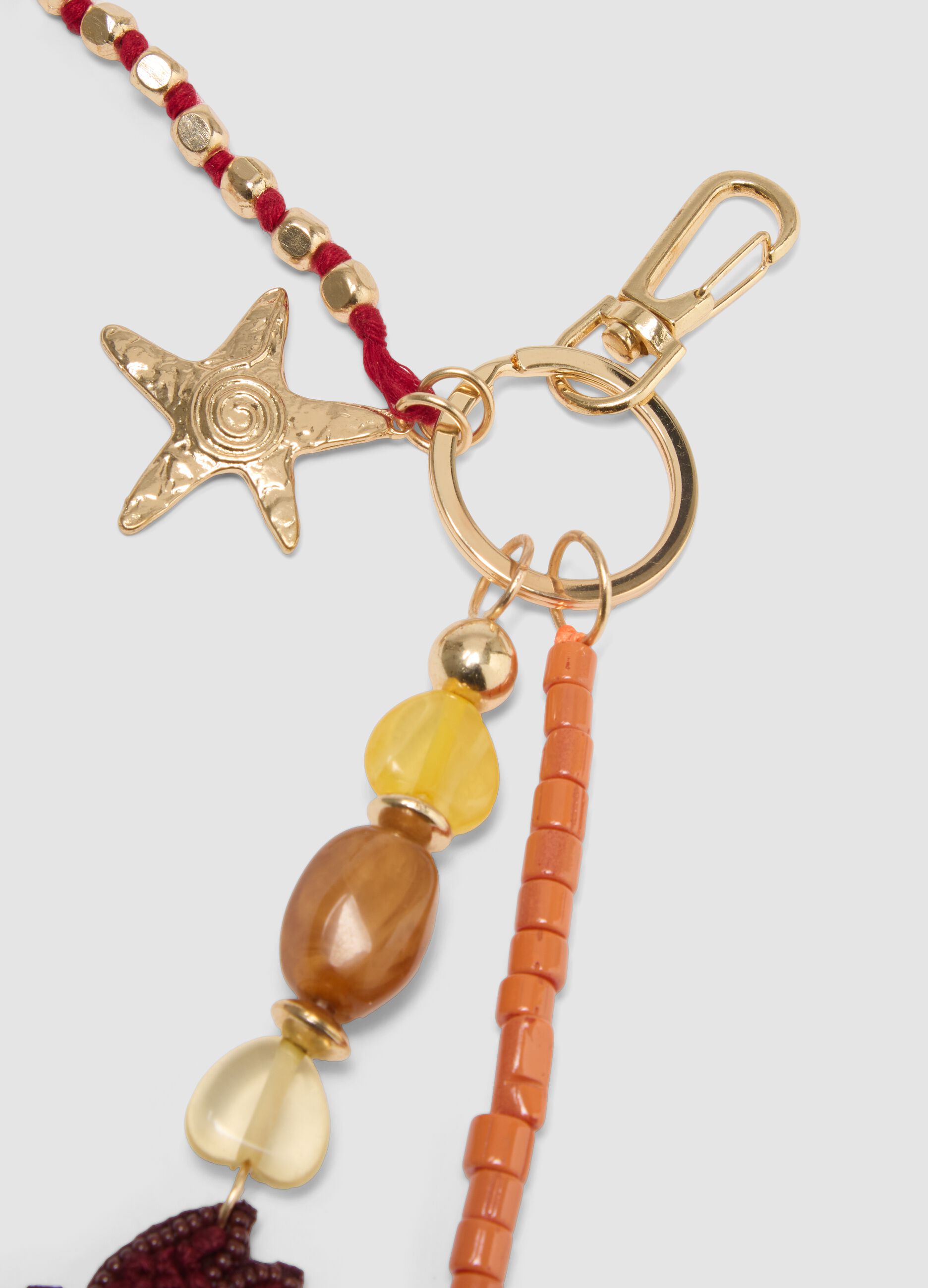 Multicolour keyring with decorative charms