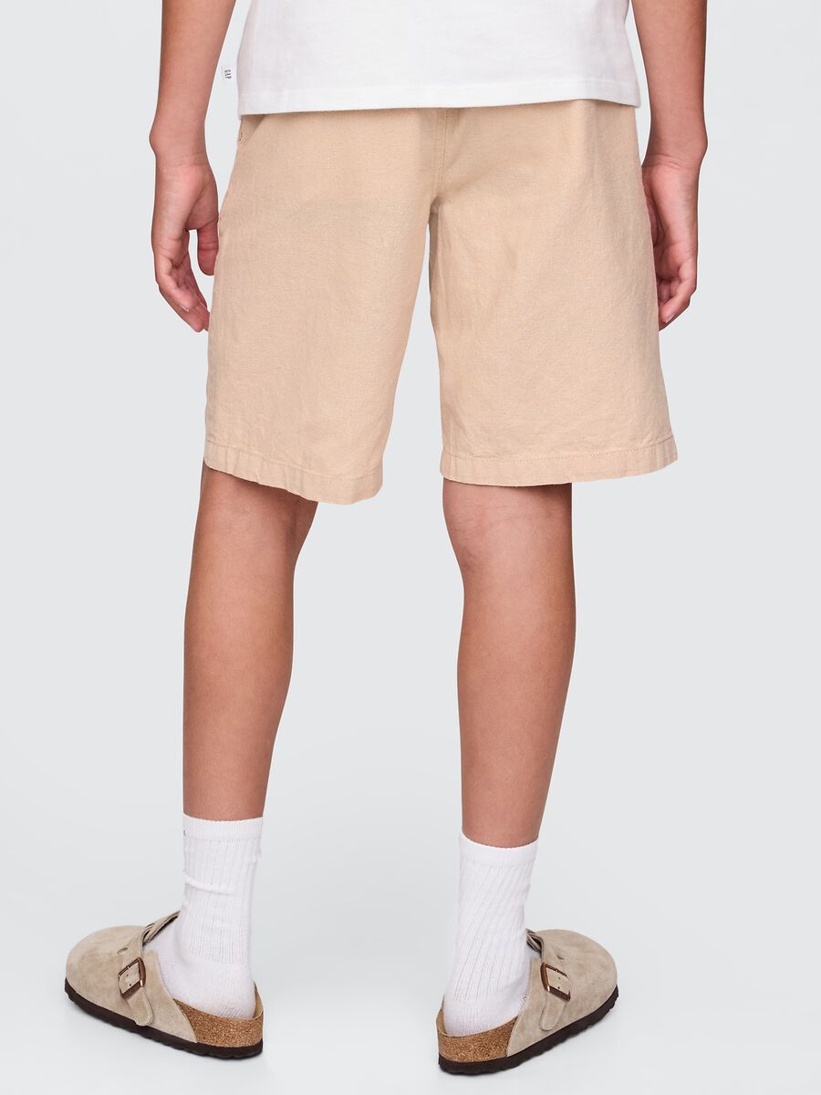 Beige linen and cotton bermuda shorts GAP Kids_2