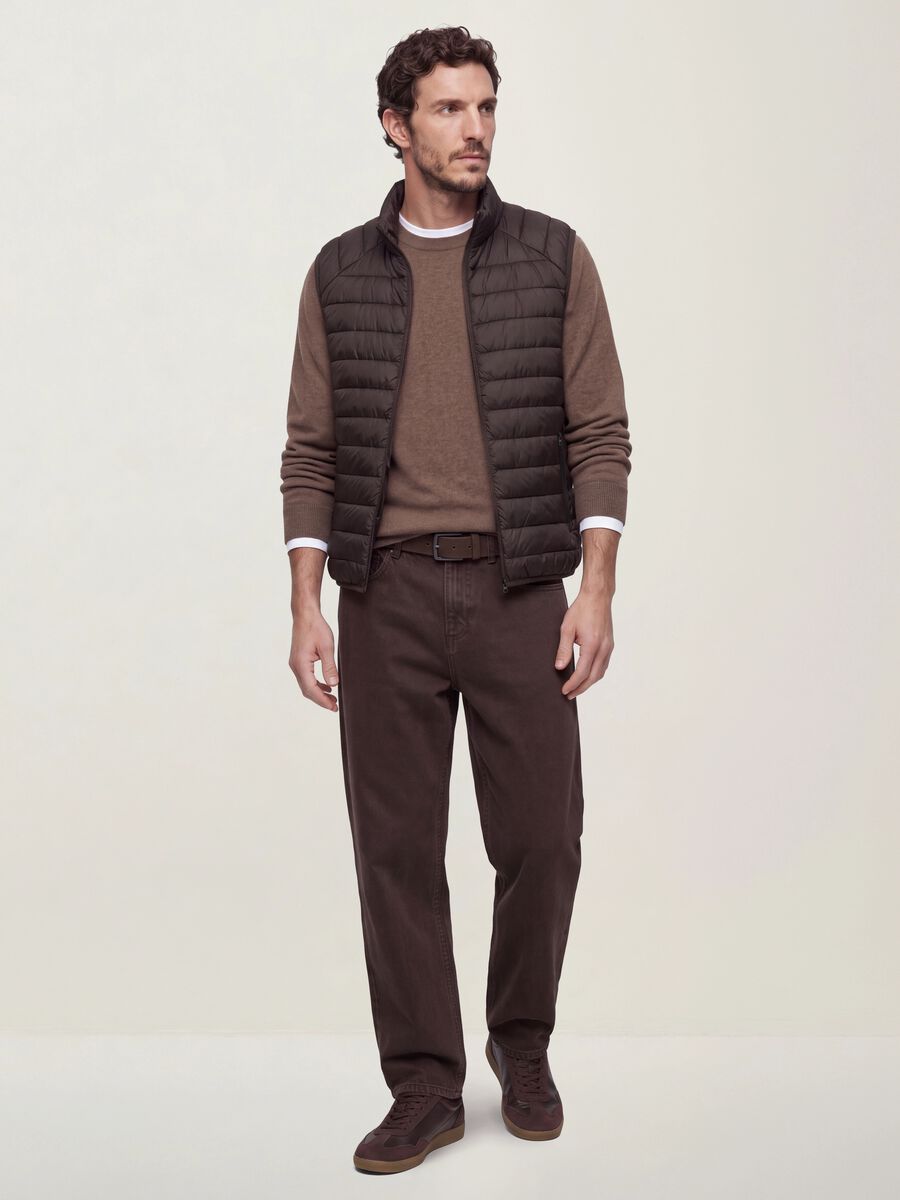 Brown cotton and cashmere blend crew-neck jumper_1