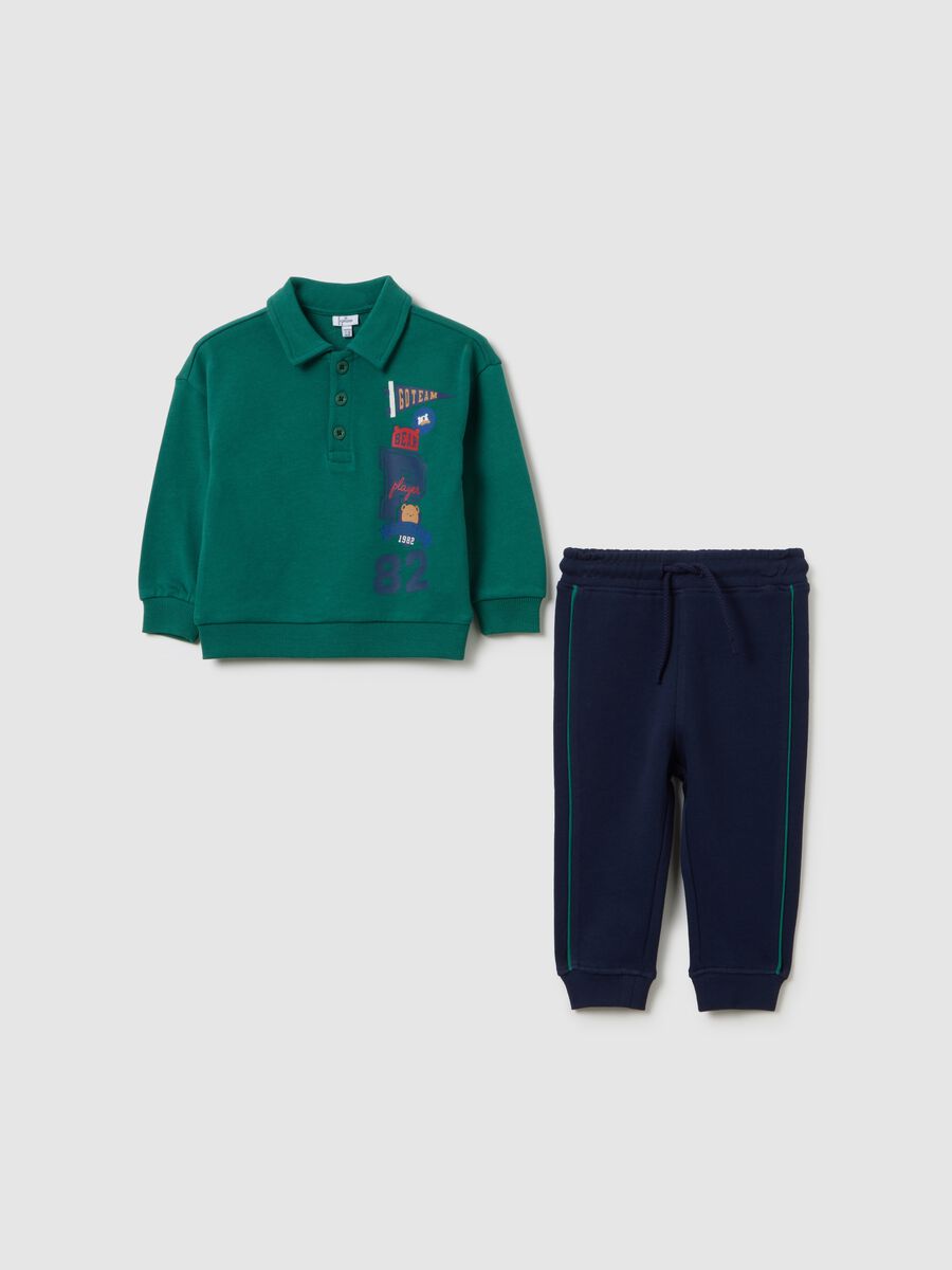 Green regular fit boys' outfit in pure cotton_0