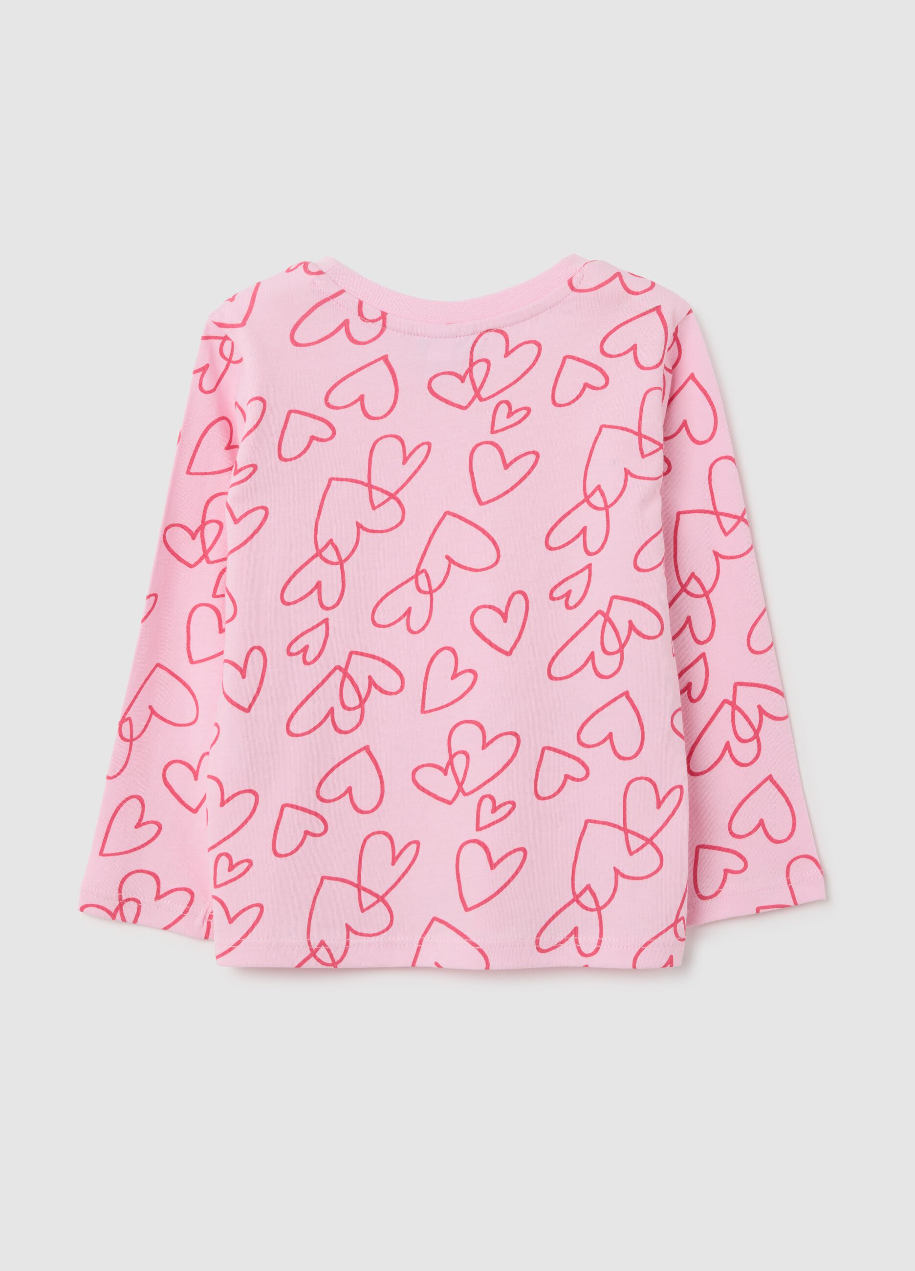 Girls' pink pure cotton long sleeve top - regular fit