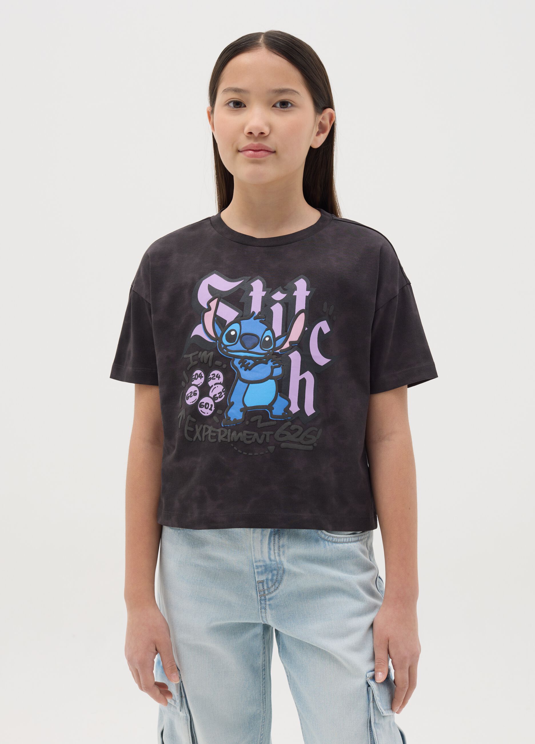 T-shirt in cotton with Stitch print