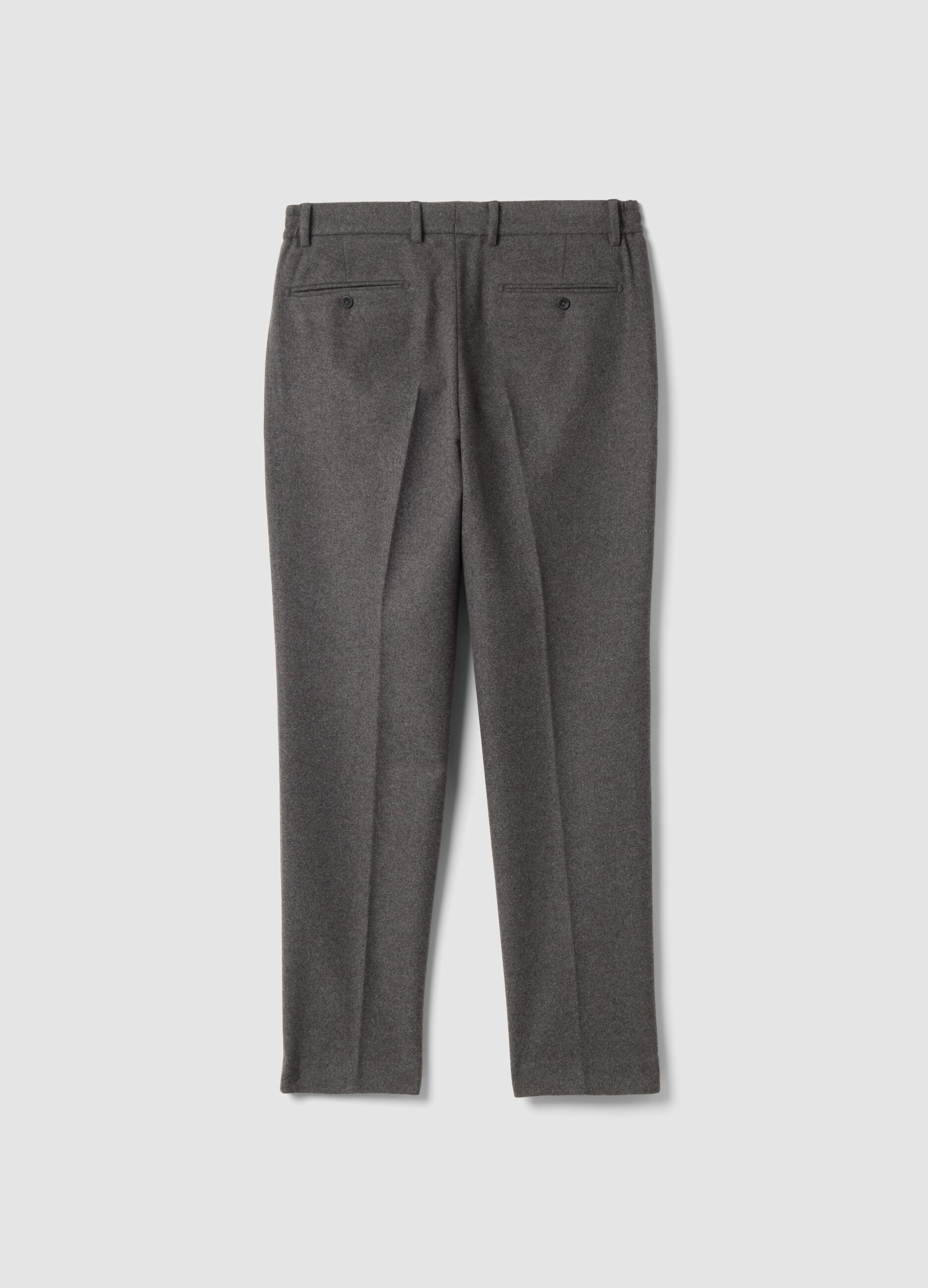 Pantaloni formali grigi in misto lana e viscosa carrot fit