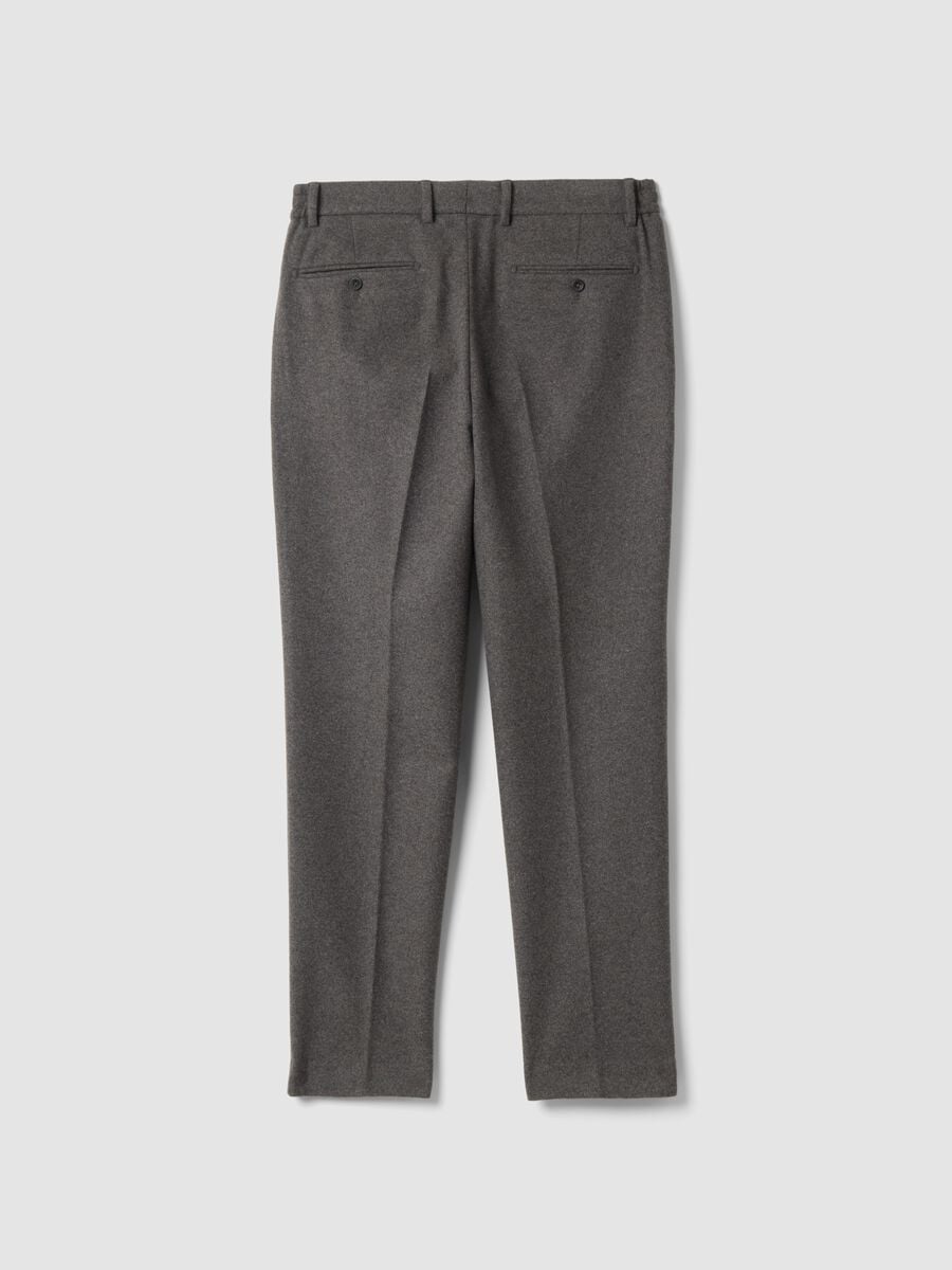 Pantaloni formali grigi in misto lana e viscosa carrot fit_2