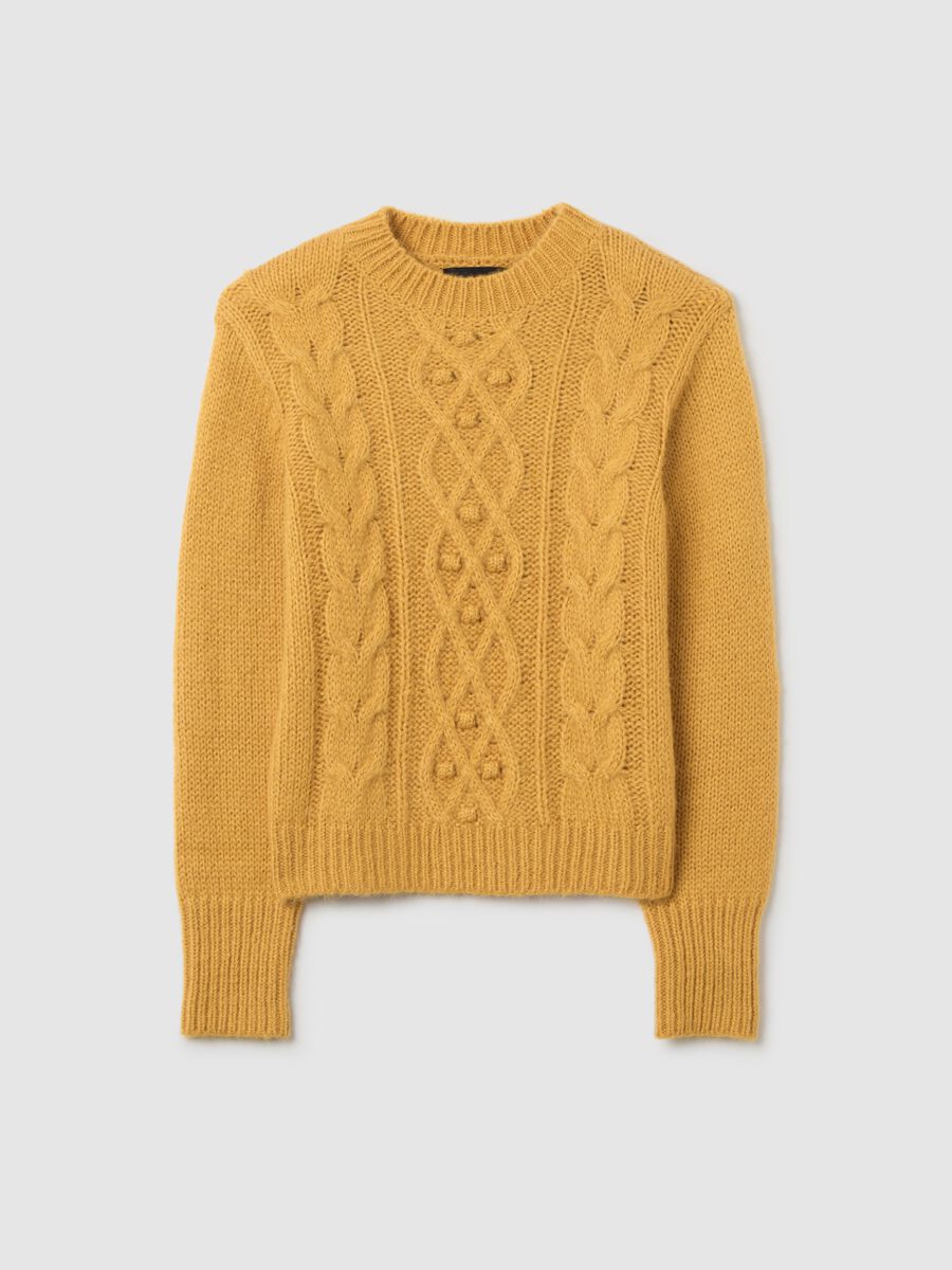 Yellow regular fit sweater with round neckline_4
