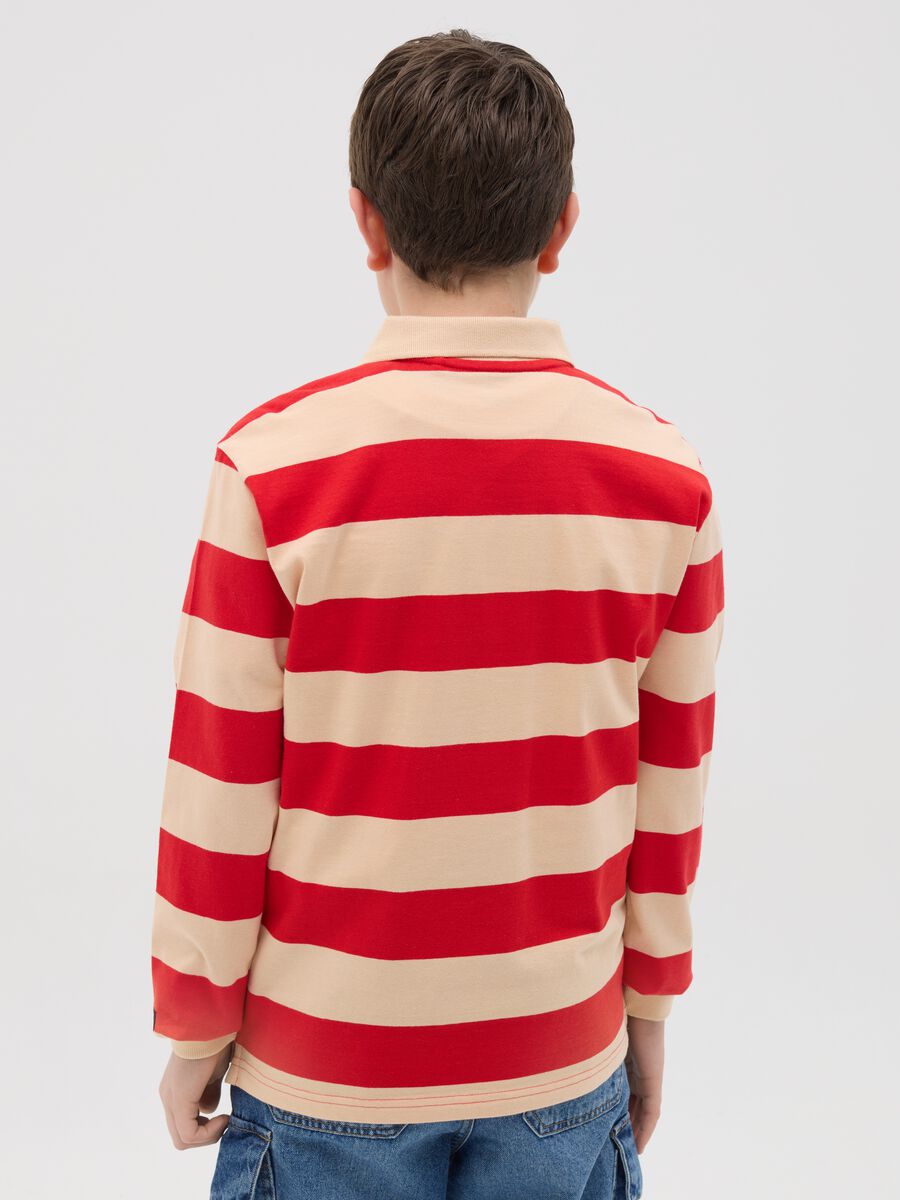 Long-sleeved polo shirt with striped pattern and "ATHLS" embroidery_2