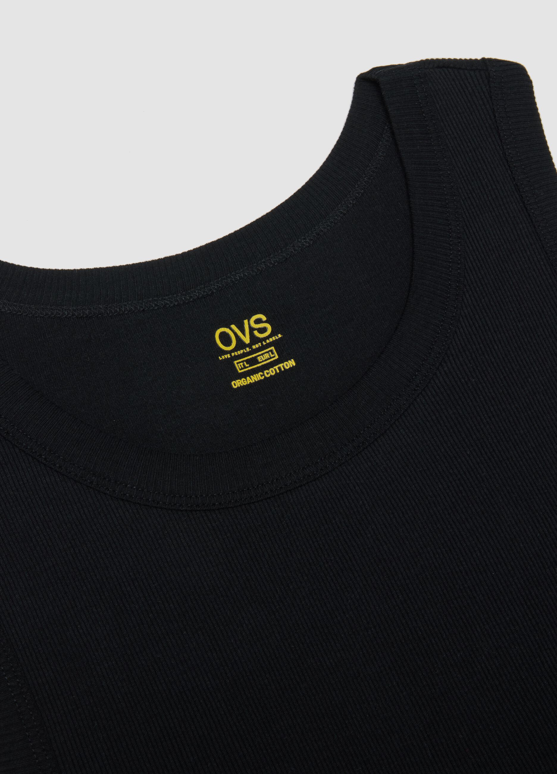 Black pure cotton vest regular fit