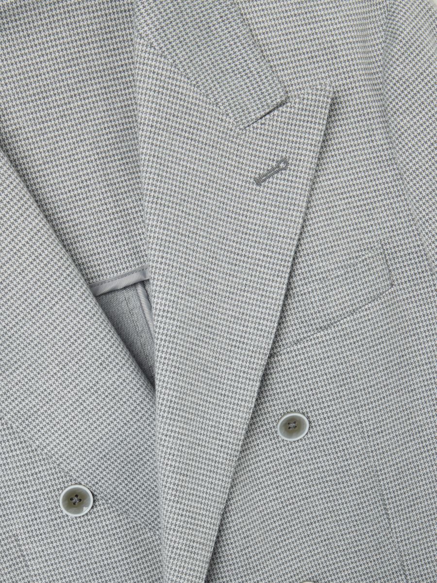 Blazer in misto cotone a quadri slim fit con bottoni_5