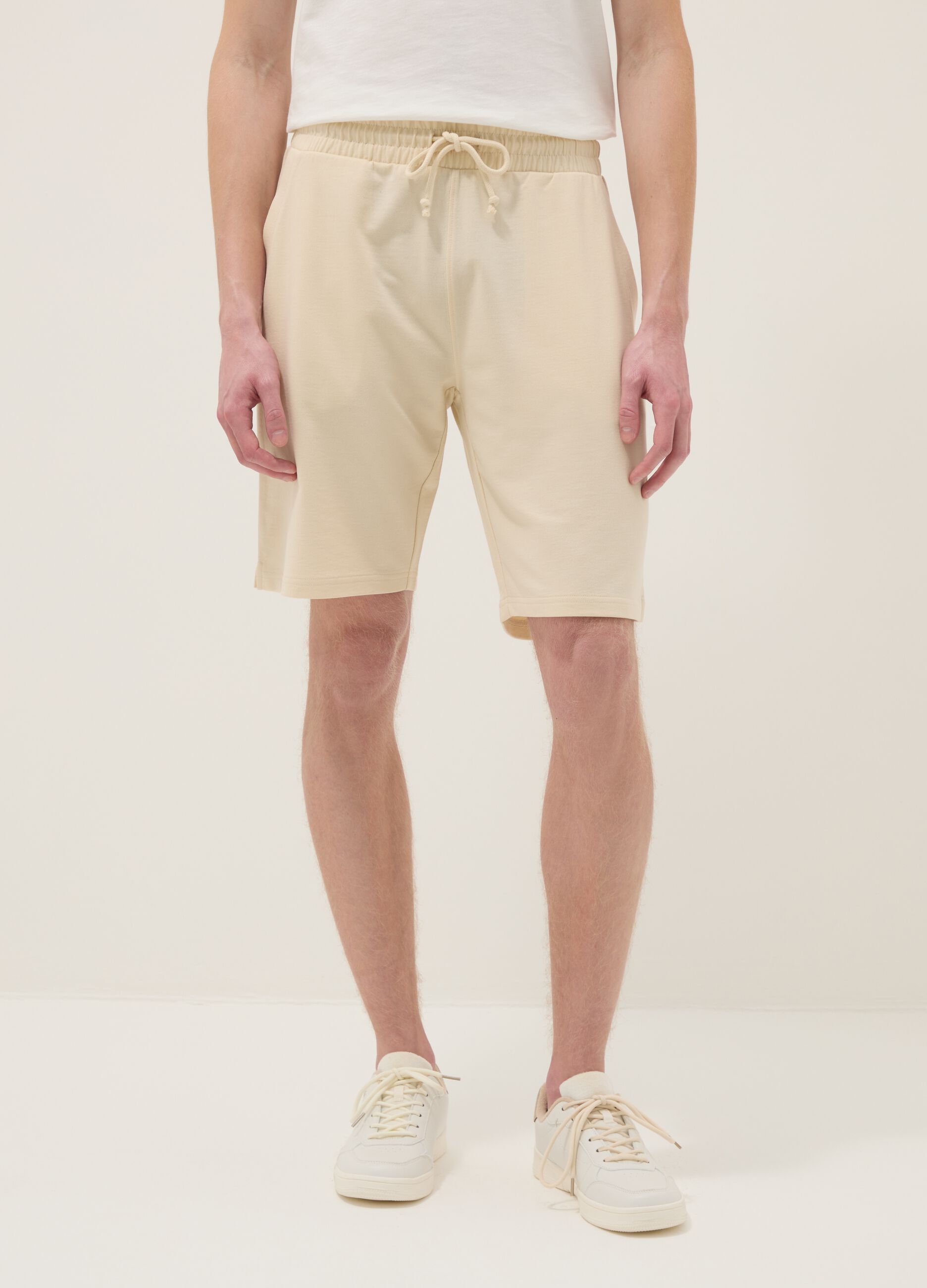 Bermuda in misto cotone beige regular fit