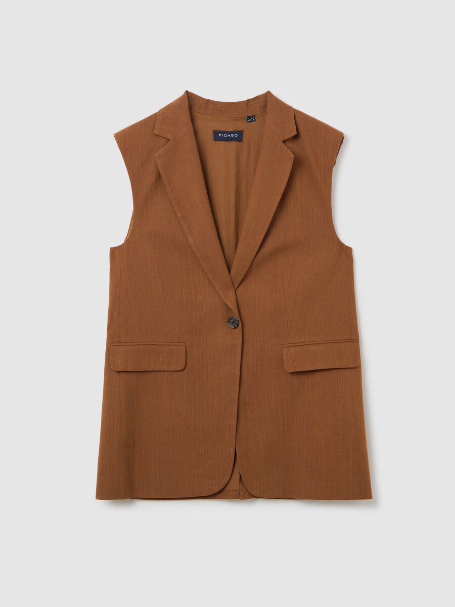 Brown gilet in cotton and viscose_4