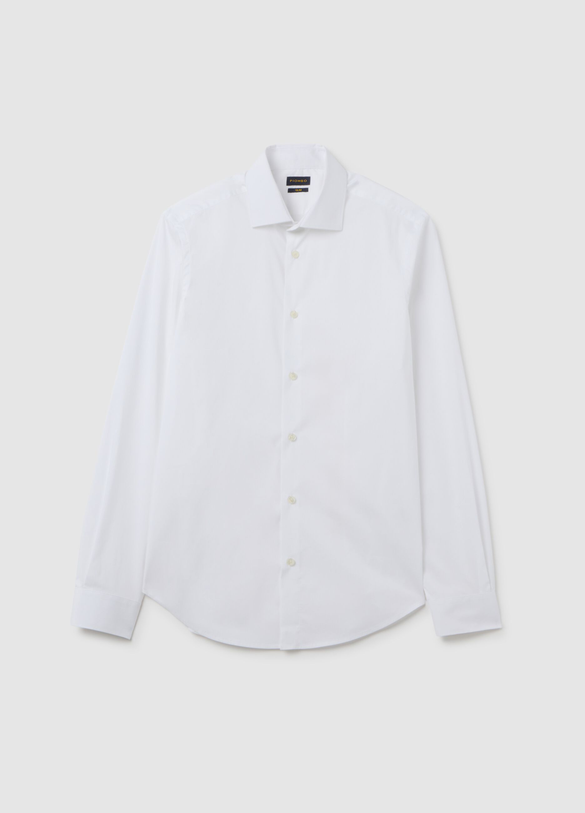 White slim fit cotton blend shirt