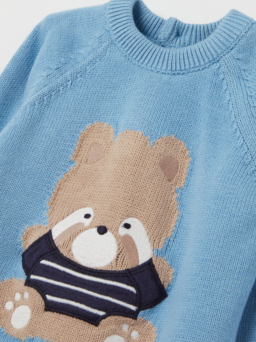 Cotton pullover with jacquard raccoon_2