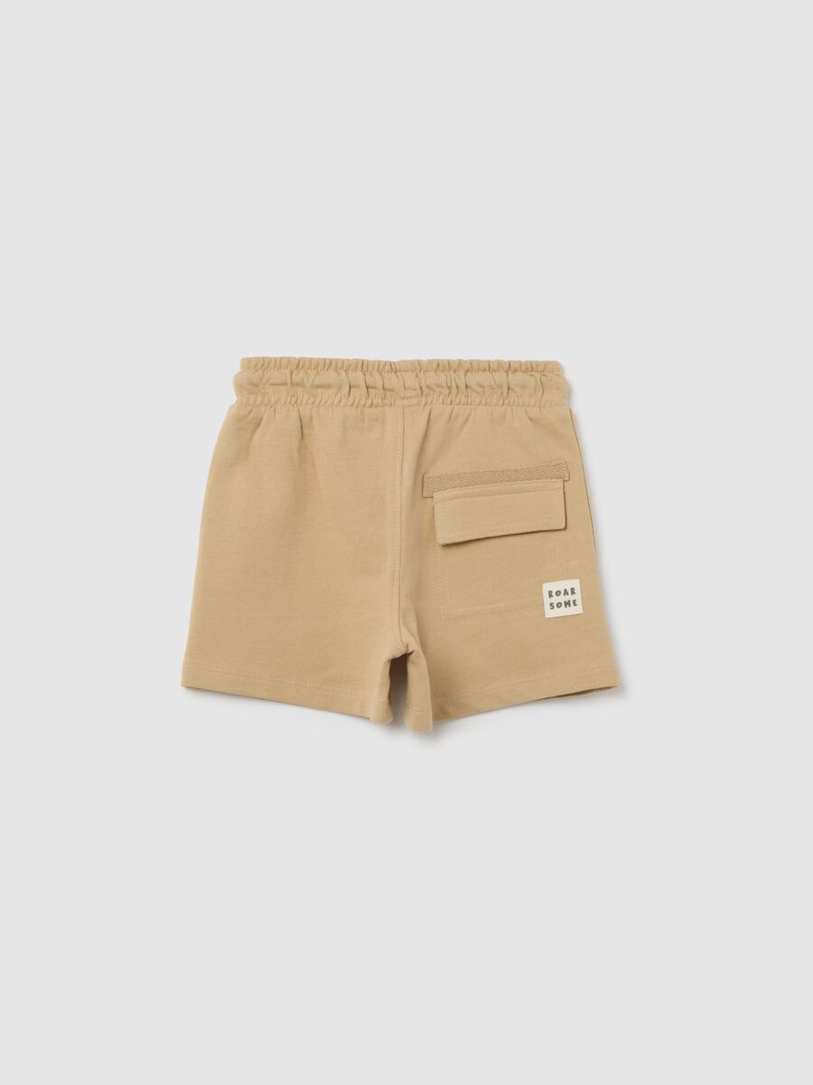 Kid's beige pure cotton shorts regular fit_1