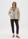 Regular fit padded beige jacket with hood_0