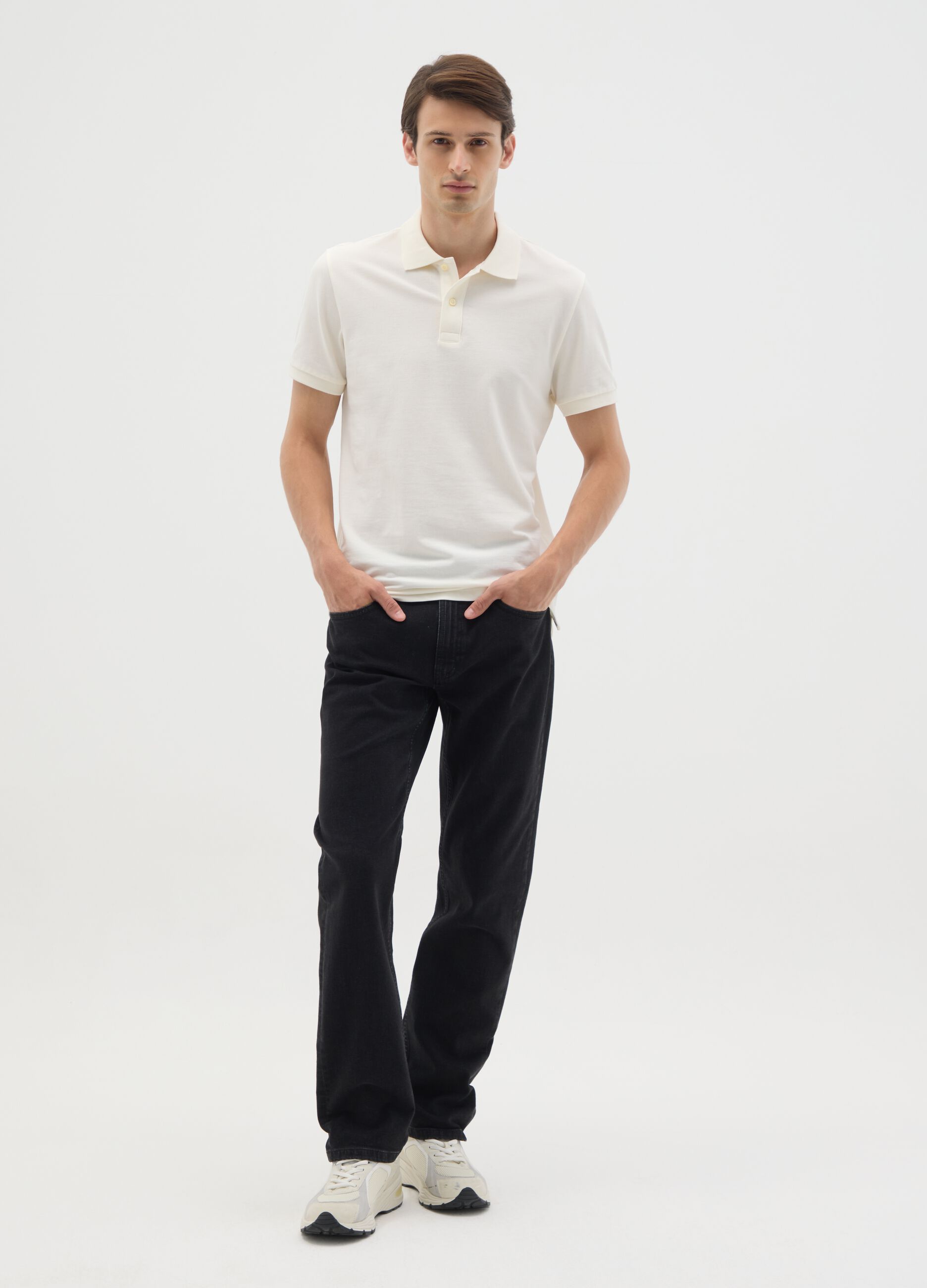 Jeans da uomo in denim nero regular fit