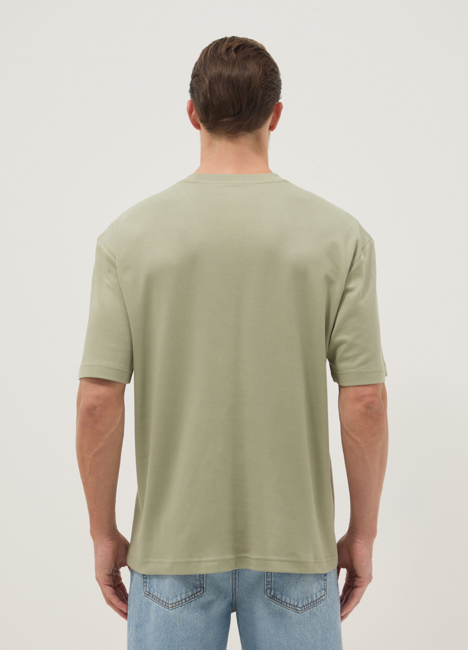 T-shirt a maniche corte in puro cotone verde relaxed fit