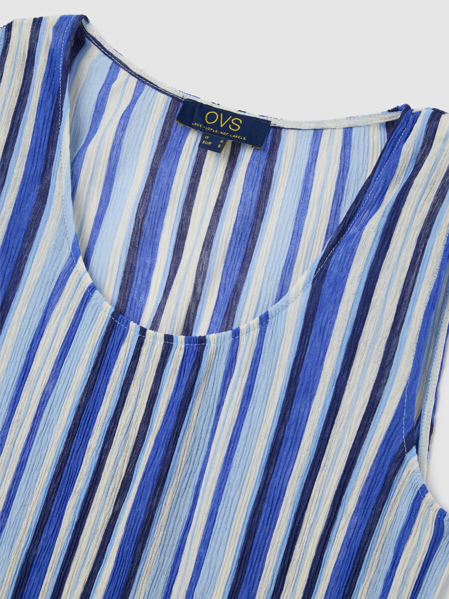 Blue Striped Tank Top in Mixed Fabric_5
