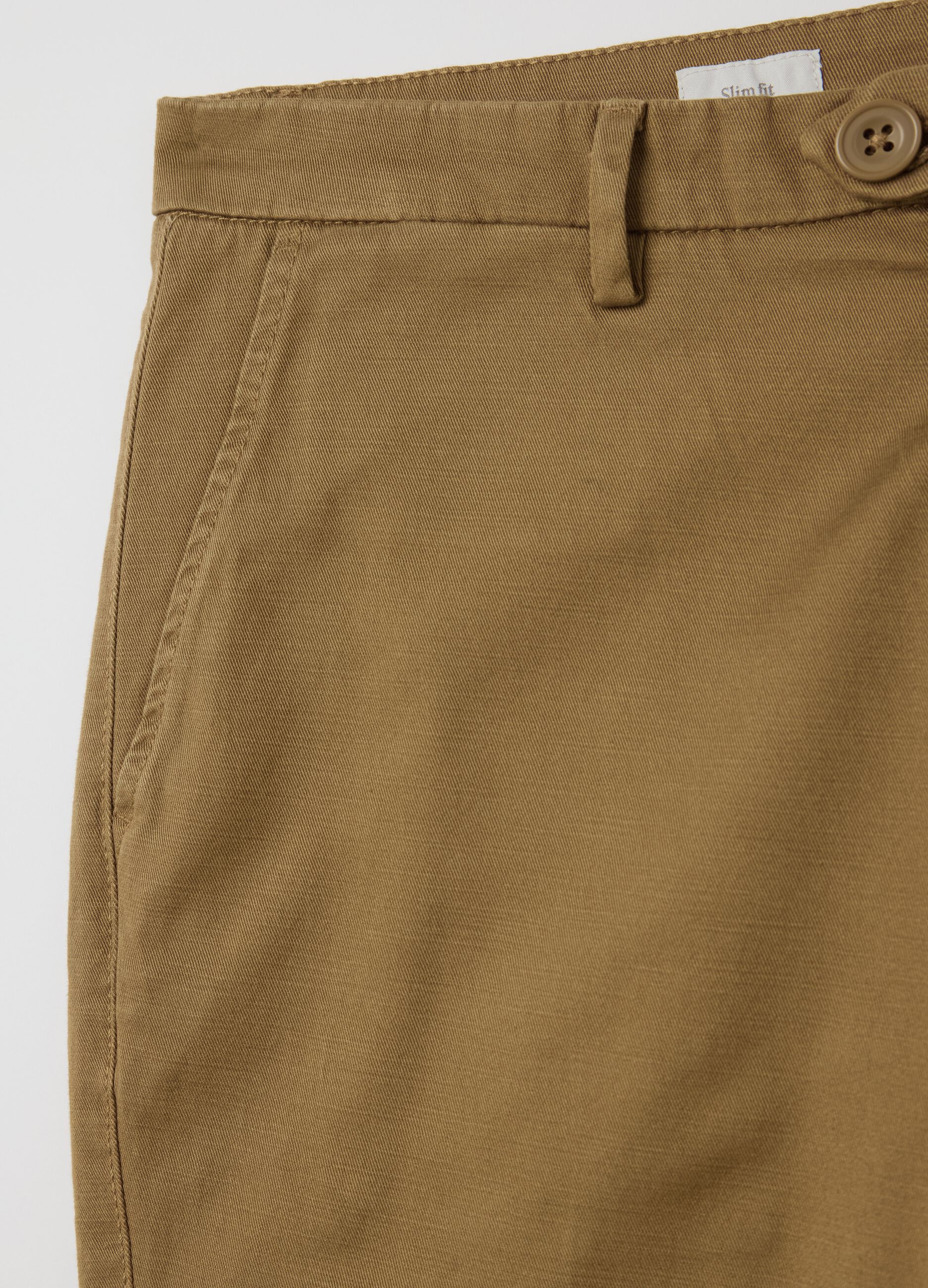 Slim camel trousers in stretch cotton
