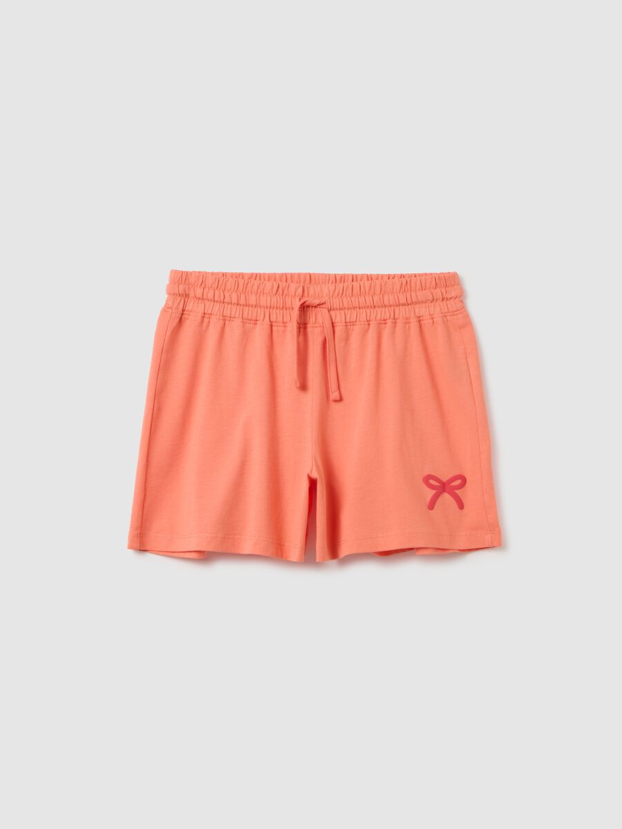 Short da ragazze in puro cotone arancione regular fit_3