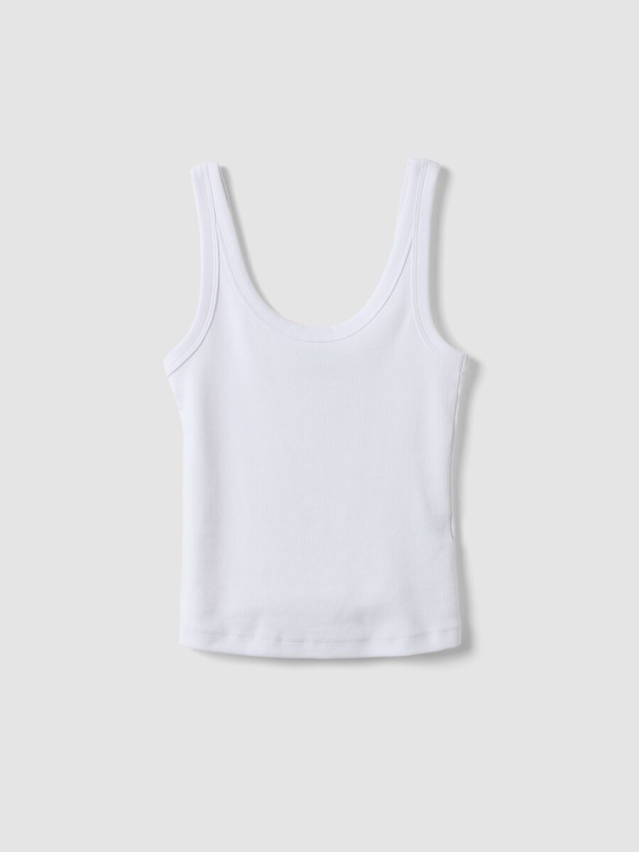 White stretch cotton fitted vest top_4