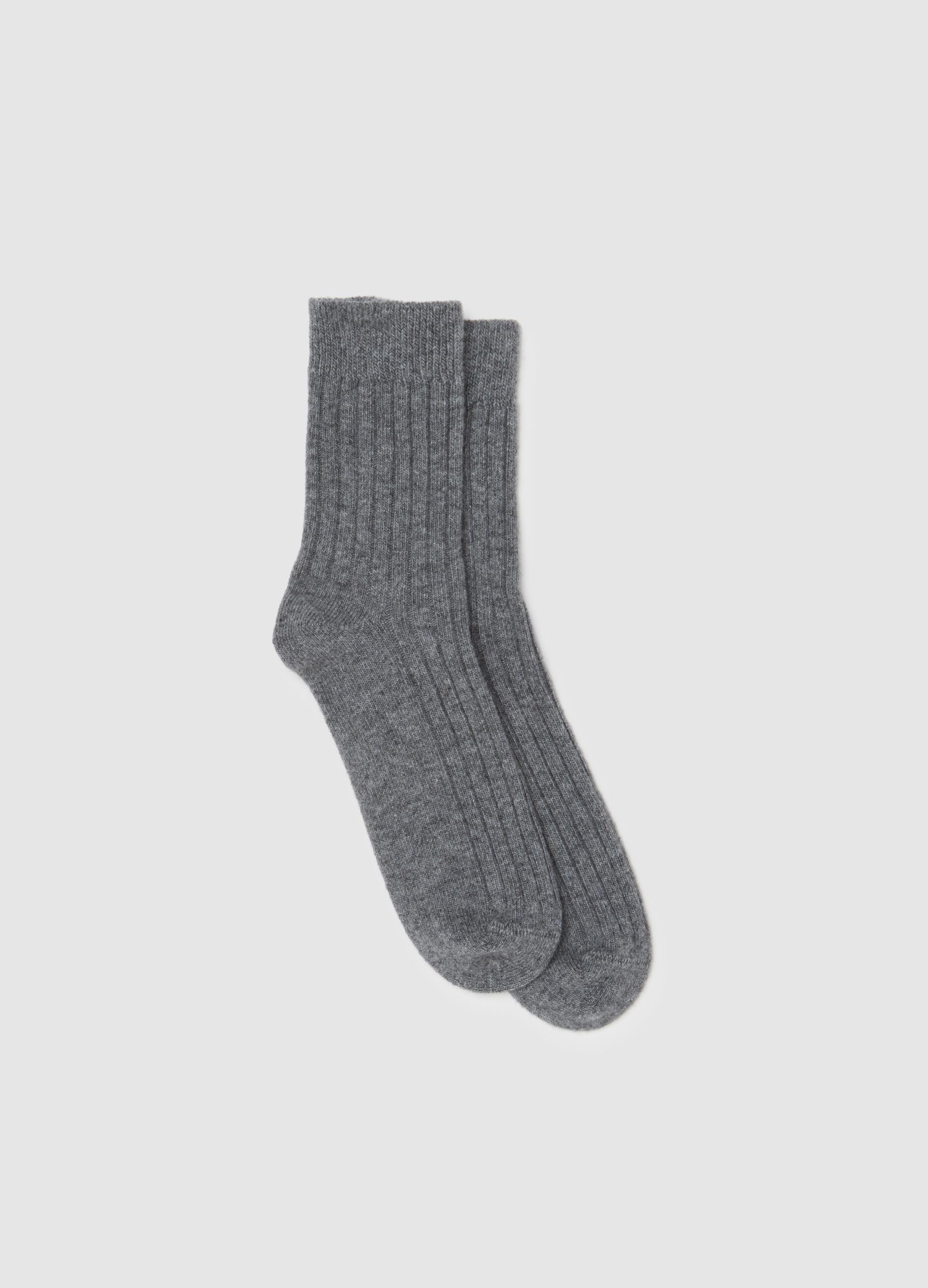 Grey wool and cashmere blend socks